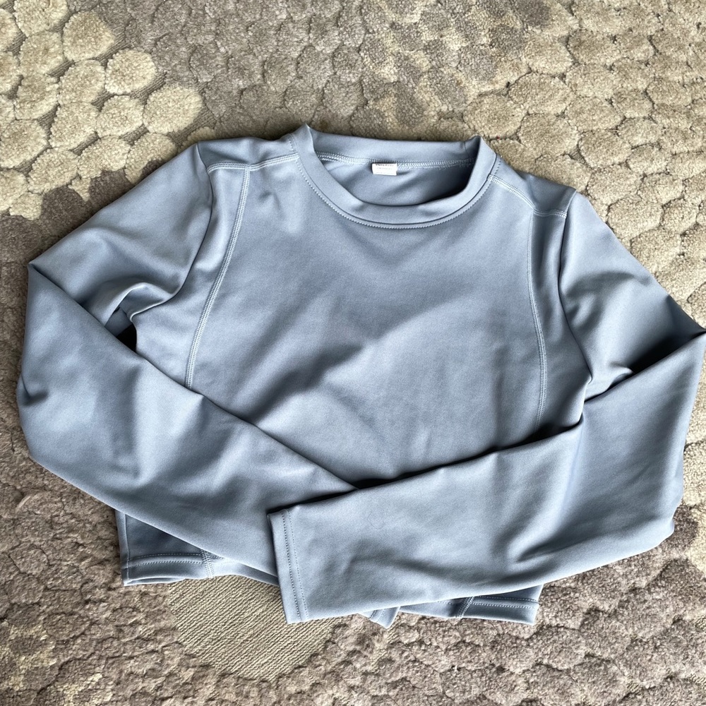 Blue Long Sleeve Crop Top